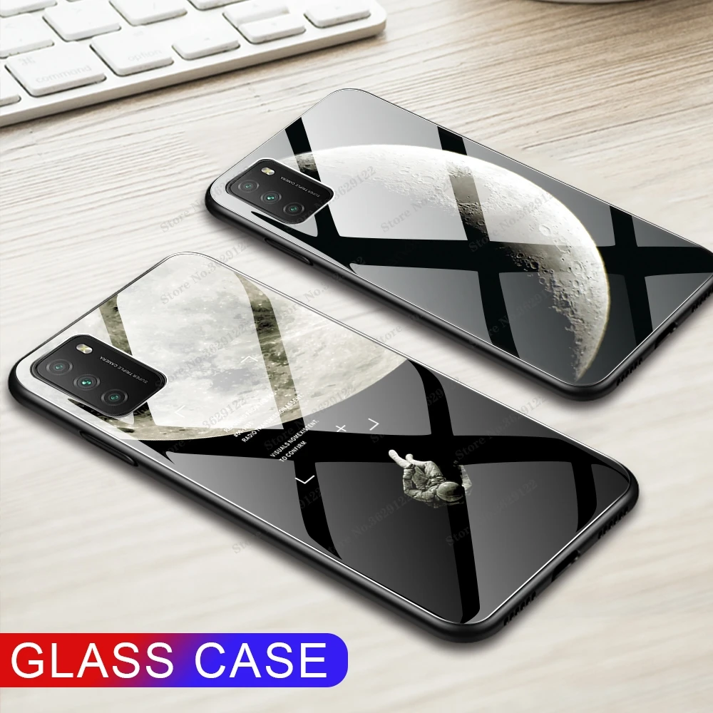 Case For POCO M3 Case Gradient Color Tempered Glass Cover For Xiaomi POCO M3 POKO M3 Pocophone M3 Shockproof Coques