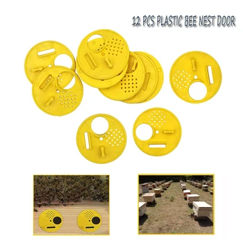

12PCS Plastic Round Bee Hive Box Entrance Gate Disc Bee Nest Door Honeycomb Entrance Gate Beekeeping Tool Equipment