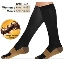 Анти-усталость Компрессионные носки отлично подходит для путешествий варикозное расширение вен женщин и мужчин чудо медные носки массажер ног