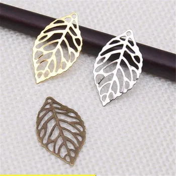 

50Pcs Leaves Filigree Flower Wraps Metal Charms Crafts Connector For Embellishment Scrapbook DIY Jewelry Decoration Tools Gifts