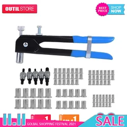 FGHGF – ensemble de pistolet à écrou, rivets à main lourds, Kit de rivetage avec insertion aveugle filetée, outil de réparation domestique, vis, bricolage à domicile, 86 pièces 