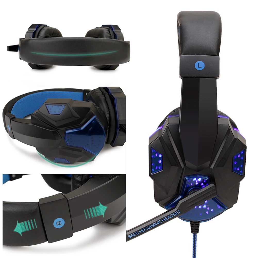 PC Gamer Headset 3 5mm USB Computer Headset Headphone with Microphone LED Light Stereo Headset For PS4 Laptop Gamer