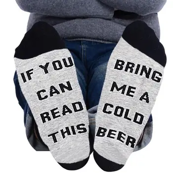 

Men Socks Winter Warm Thicken Cotton Print Letter IF Words Christmas Funny THIS Halloween Socks READ YOU Humour CAN Gifts S C4N4