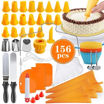 

156Pcs Baking Tools Set 304 Stainless Steel Food-grade Cream Scraper Silicone Cake Cup Mold Baking Supplies