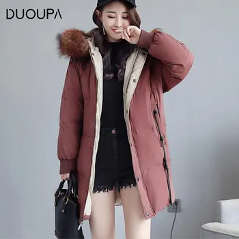 

2019 Autumn and Winter Women's Cotton Clothing in the Long Section of Fashion Down Jacket Casual Thickening Bread Jacket Cotton