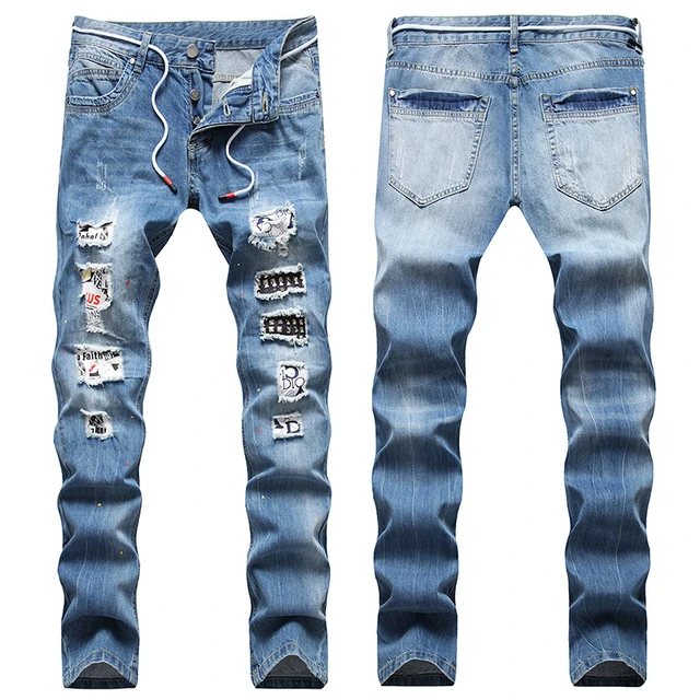 Dsquared2 Ripped White Spots Slim Jeans Blue 470 | ONU