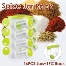 Вращающаяся стойка для специй с 16 баночками, шейкер для перца, коробка для приправ, баночки для перца, солонка, пластиковая бутылка, набор кухонных банок для специй