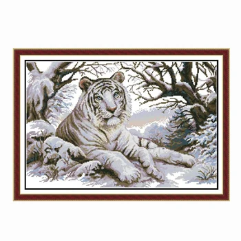 

The tiger counted 11 14CT Cross Stitch Kit Set DIY DMC Chinese Cross-stitch The king of beasts Embroidery Needlework Home Decor