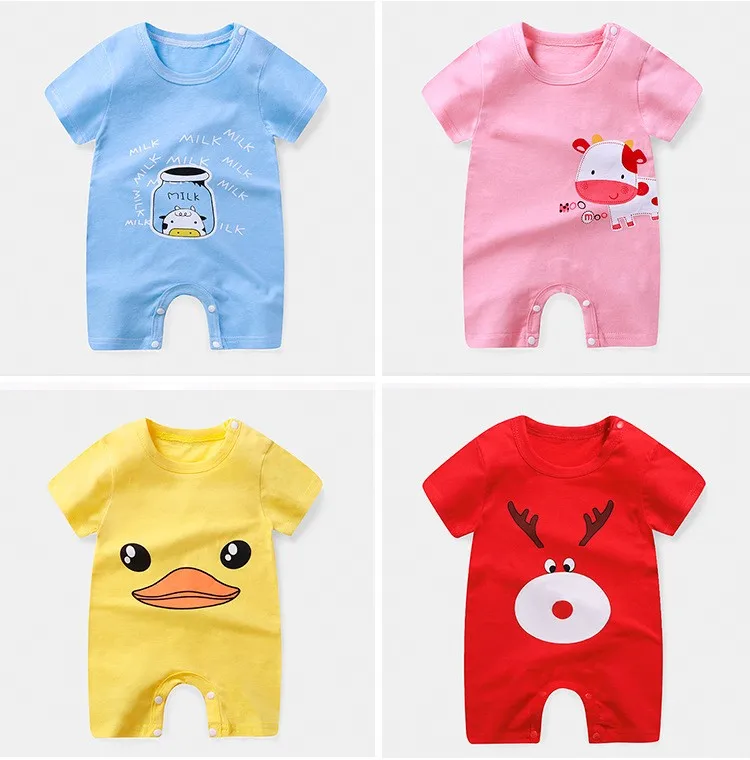 bamboo baby bodysuits	 2021 Newborn Baby Onesie Summer Short Sleeve Infantil Bodysuits Baby Boys And Girls Clothes Cotton Cartoon Jumpsuit Baby Bodysuits medium