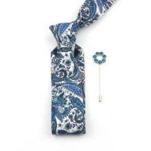 Набор мужских галстуков 6 см, хлопковые галстуки с цветами, классические цветные галстуки с цветочным узором, ретро золотой якорь, брошь в виде цветка, булавки