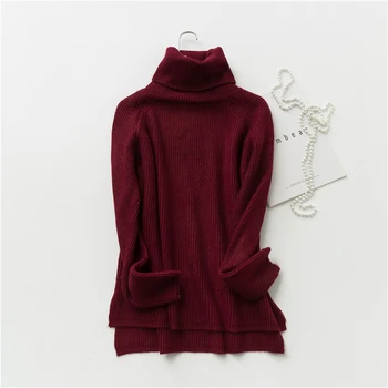 

Red Turtleneck Sweater Women Winter Autumn Long Sleeve Loose Casual Knitwear Girls All-Match Pullovers Female Bottoming Shirts