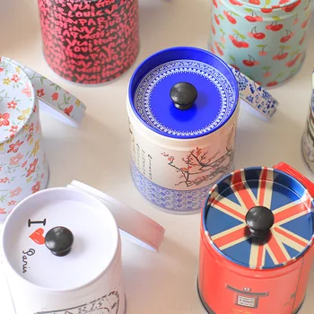 

Tinplate Packaging Double Layer Sealing Cover Metal Storage Tea Caddy Container Tin Tea Caddy Storage Boxes 6 Pcs/lots