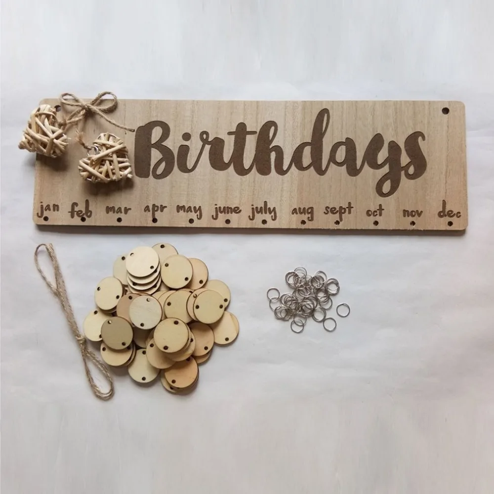 Chritsmas Birthday Special Days Reminder Board Home Hanging Decor Wooden Calendar Board Hanging Ornament New Year Decoration