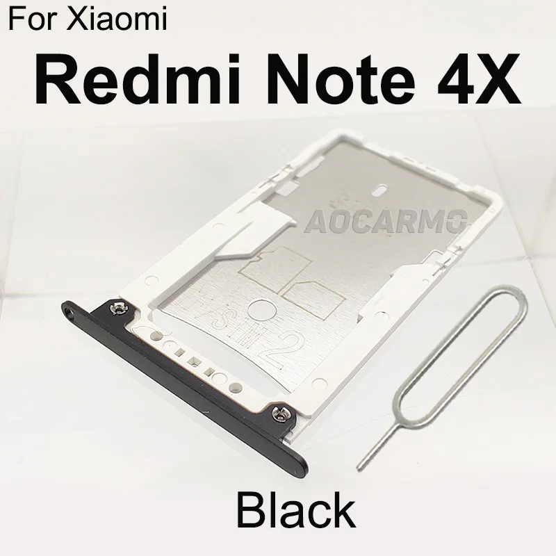 Aocarmo For Xiaomi Redmi 4X / Note 4X Nano Sim Card Holder Tray Dual TF SD Card Slot Replacement Part