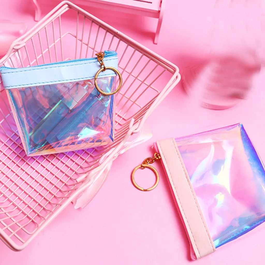 

Ladies Short Coin Purse Mini Pocket Student Coin Holder Transparent Colorful Jelly Pack Мини кошелек
