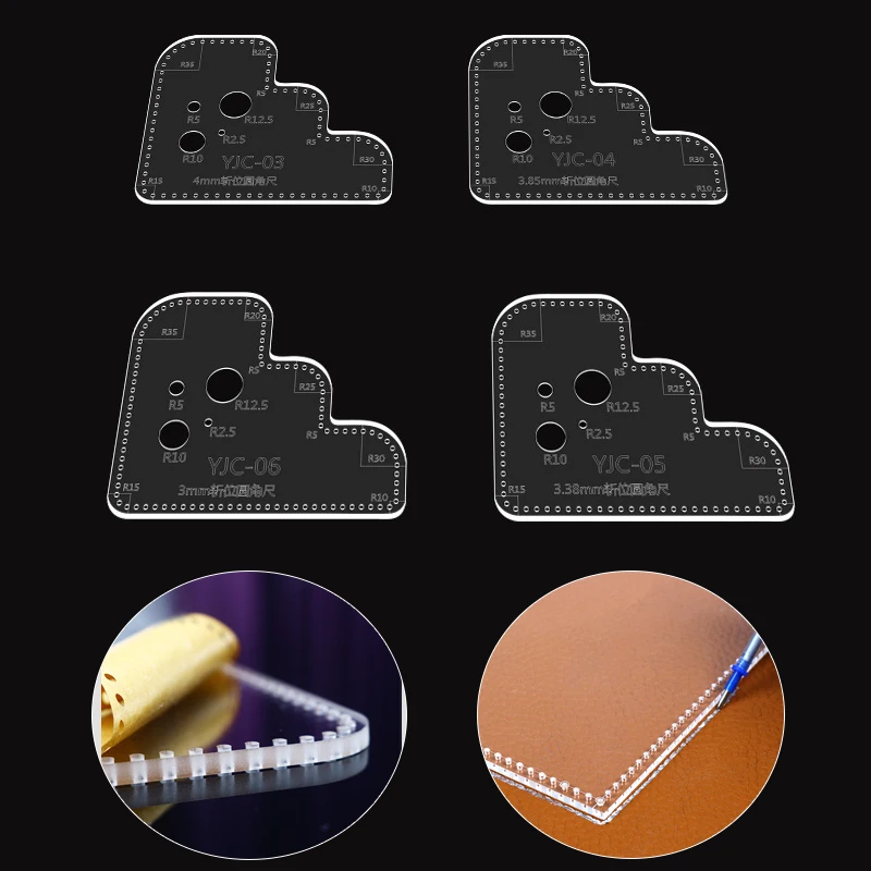 1pcs Leather Acrylic Cutting Template DIY Leathercraft Drawing Scrapbooking Emboss Decorative Corner Pattern Sewing Stencil Tool