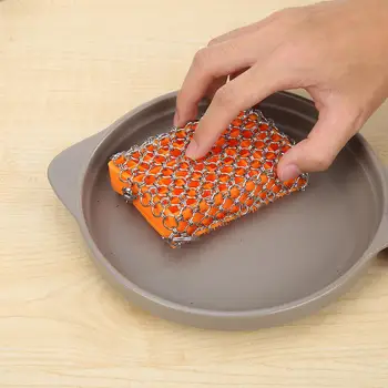 

Rust Remover Scraper Brush Stainless Steel Metal Mesh Pot Wiper Sponge Silica Gel Durable Kitchen Cleaning Accessories