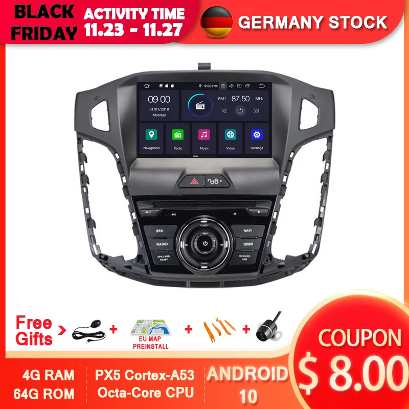 AVGOTOP Android 10 автомобильный DVD плеер для Ford focus 2012 2014 IPS HD экран