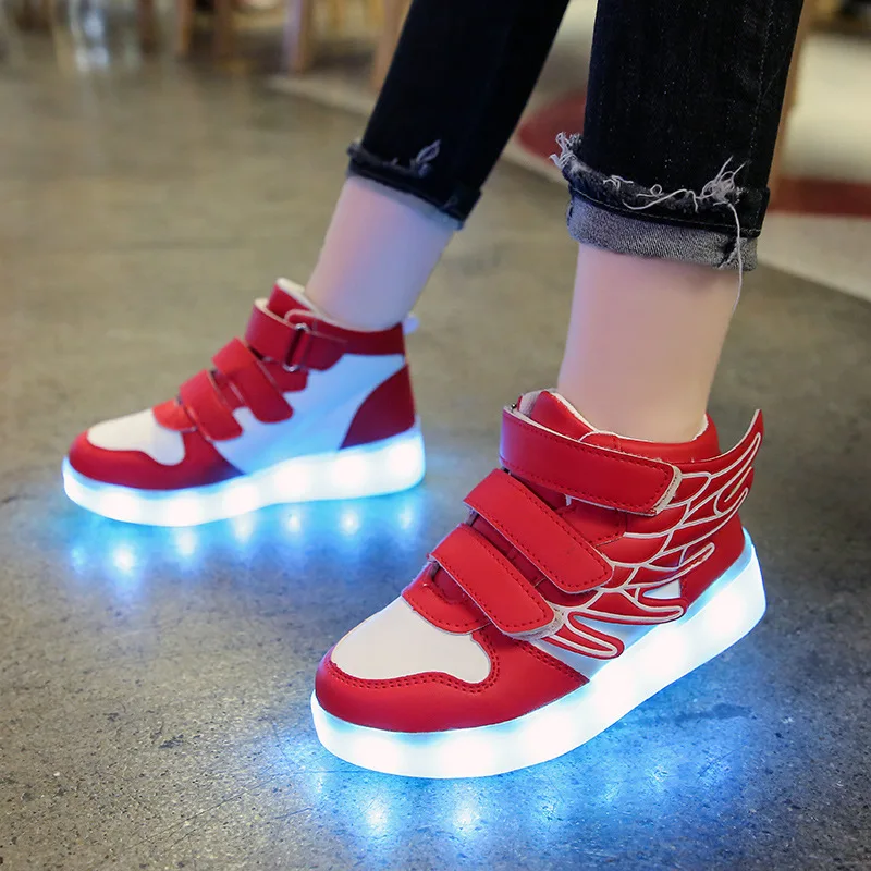 comfortable sandals child Size 25-37 Children LED Shoes USB Charged Glowing Wings Sneakers With Lights Luminous Shoes For Kids Boys Girls Backlight tenis slippers for boy Children's Shoes