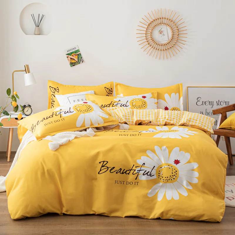 

Thickened Cotton Sanding Four-Piece Set Autumn and Winter Cotton Bed Sheet Quilt Cover Bedding Fashion Bedding Set Luxury Set