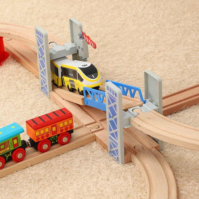 Деревянные железнодорожные дорожки, набор игрушек, деревянный двухэтажный мост, деревянные аксессуары, модель эстакады, детские игрушки, детские подарки