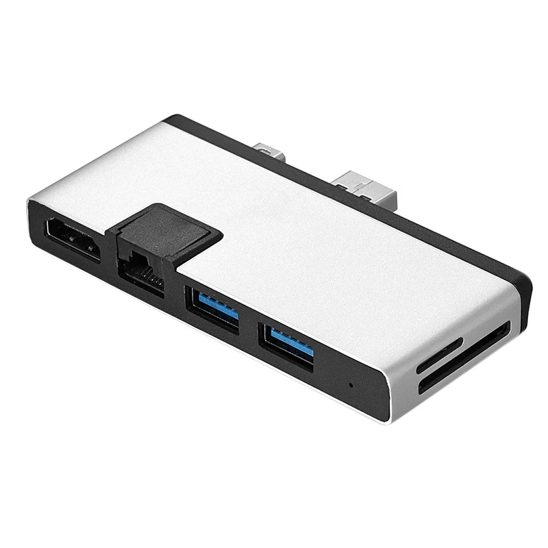 

6 in 1 USB Hub 4K HDMI Gigabit Ethernet Adapter SD/TF Docking Station for Surface Go
