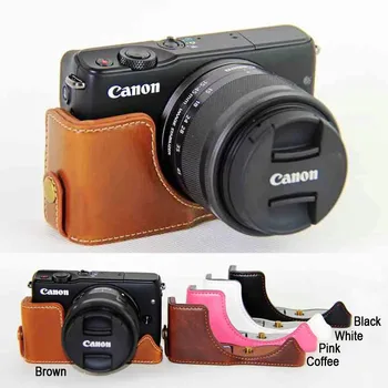 

Leather Protect Half case bag Grip 3C For Canon Eos M10 M100 M200 camera