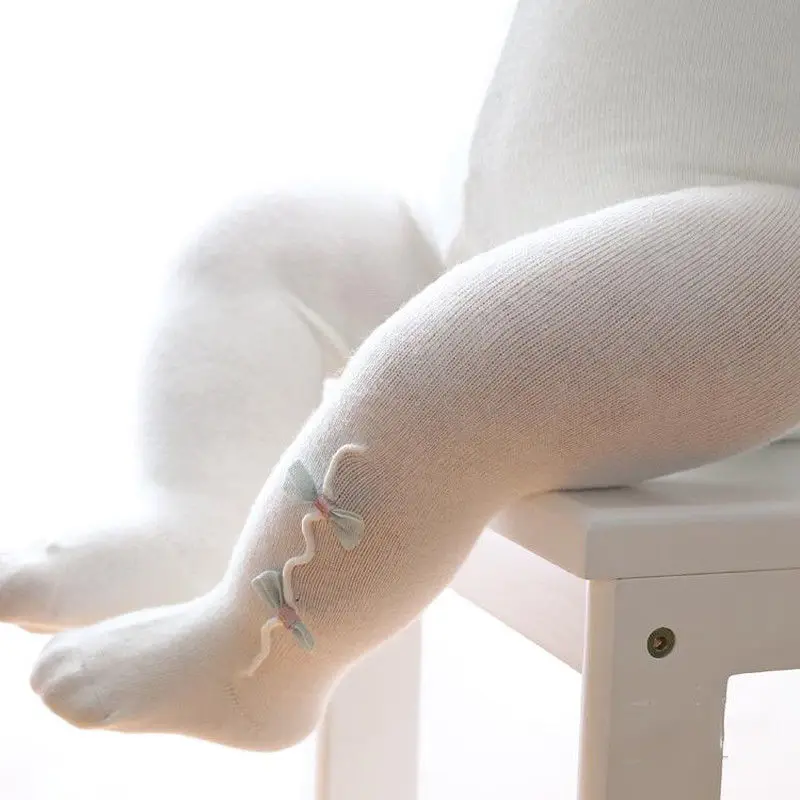 Toddler Baby Girl Winter Knit Stockings Cotton Bow-knot Tights 0-3Y Pantyhouse