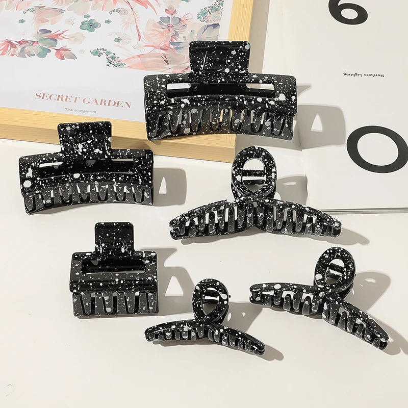 

Korean Plastic Women Hair Claws Crab Clamp Charm Solid Color Rectangle Lady Hair Clips Retro Make Up Hairdress Hair Styling Tool