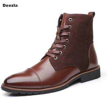 

Classic Men martins boots Spring Autumn 2020 lace up military boots Luxury brand designer Men's boots brown Casual shoes DEEZLA