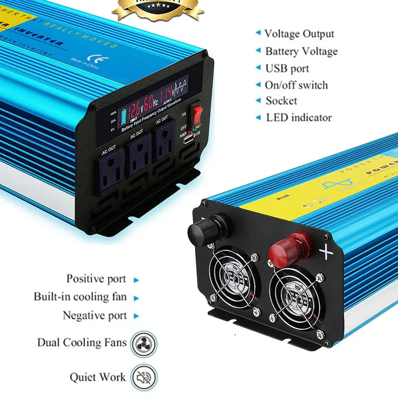 1500 Вт Чистая синусоида Инвертор 12 V/24 V 110V 50HZ Мощность усилитель конвертера автомобиля бытовой DIY инверсор конвертироватьisseur voiture Отдых на природе