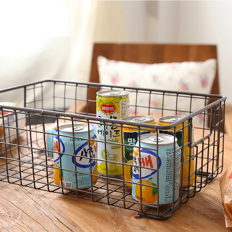 Nordic Metal Storage Baskets Fruit Bread Basket Clothes Cosmetics Storage Basket Bathroom Kitchen Household Storage Organizer