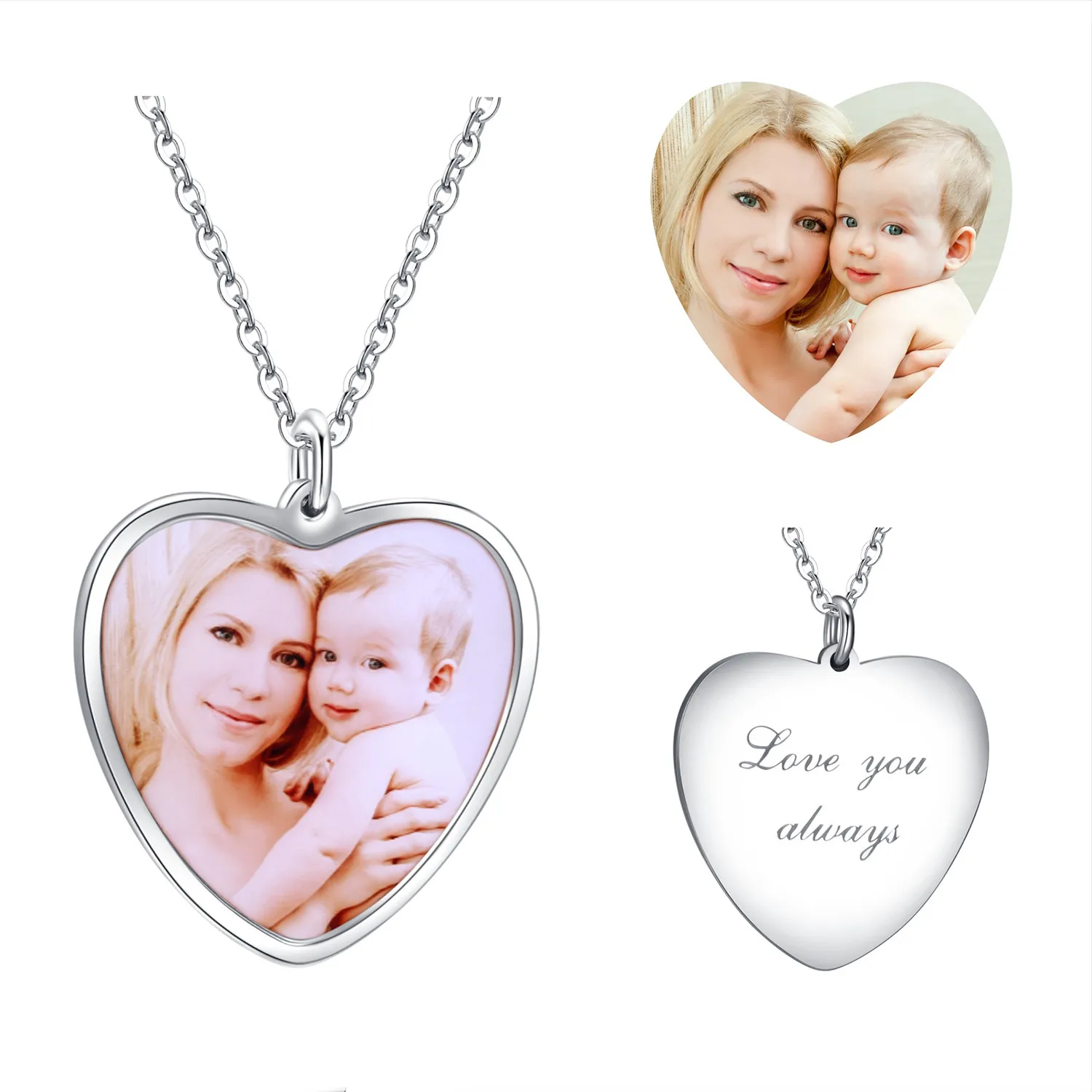 

MissNity 925 sterling silver personalized photo necklace customized photo color carved dog necklace pendant gift for women men