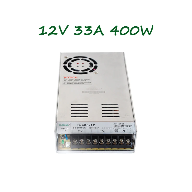 

12V 33A 400W Switching Power Supply Driver for LED Strip AC 100-240V Input to DC 12V