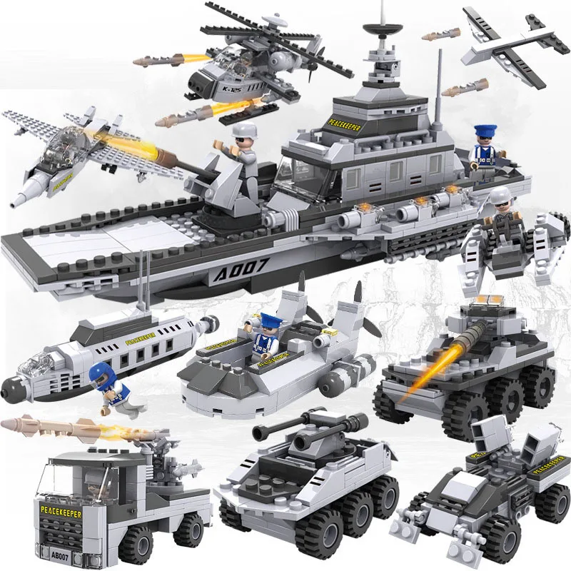 732 шт. военный спецназ самолет Карри строительный блок кирпичные модели военный корабль DIY подарки для мальчиков детские игрушки