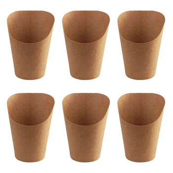 

100Pcs Disposal Take-Out Party Dessert Supplies Baking Cakes Egg Holder, Chips Snacks Paper French Cups Fries Puff 300Ml ( Kraft