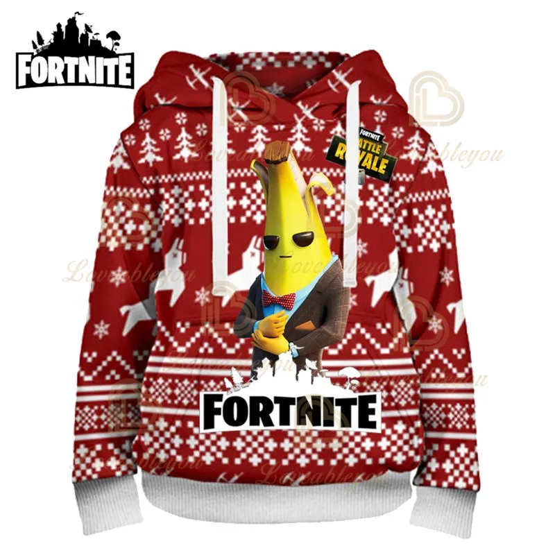 Мужские и женские рождественские Топы Fortnite Battle Royale 3D Толстовка с капюшоном для