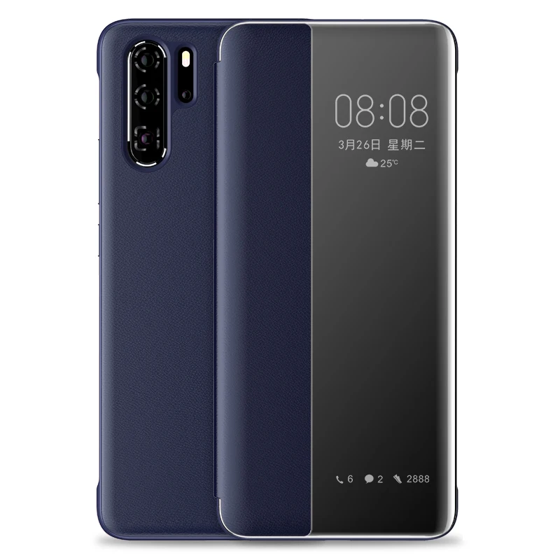 Huawei mate 30 Pro флип-чехол зеркальный смарт-вид Пробуждение сна кожаный защитный чехол для huawei P20 Pro P20 - Цвет: Синий