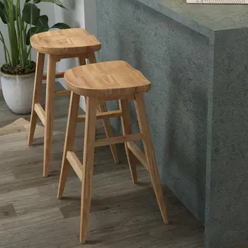 

Solid Wood Bar Chair Bar Stool American Modern Simple Front Stool Creative European Family High Stool Bar Chair