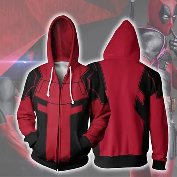 

SONSPEE Fashion Men Casual Long Sleeve Funny Joker Marvel Deadpool 3d Printed Unisex Hoodies Women Hooded Sweatshirt Zip Hoodie