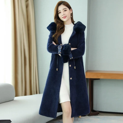 

Autumn Golden Sable Women Coat With Hooded Temperament Office Lady Covered Button Plus Size 3xl Fashion Design Clothes 6 Candy