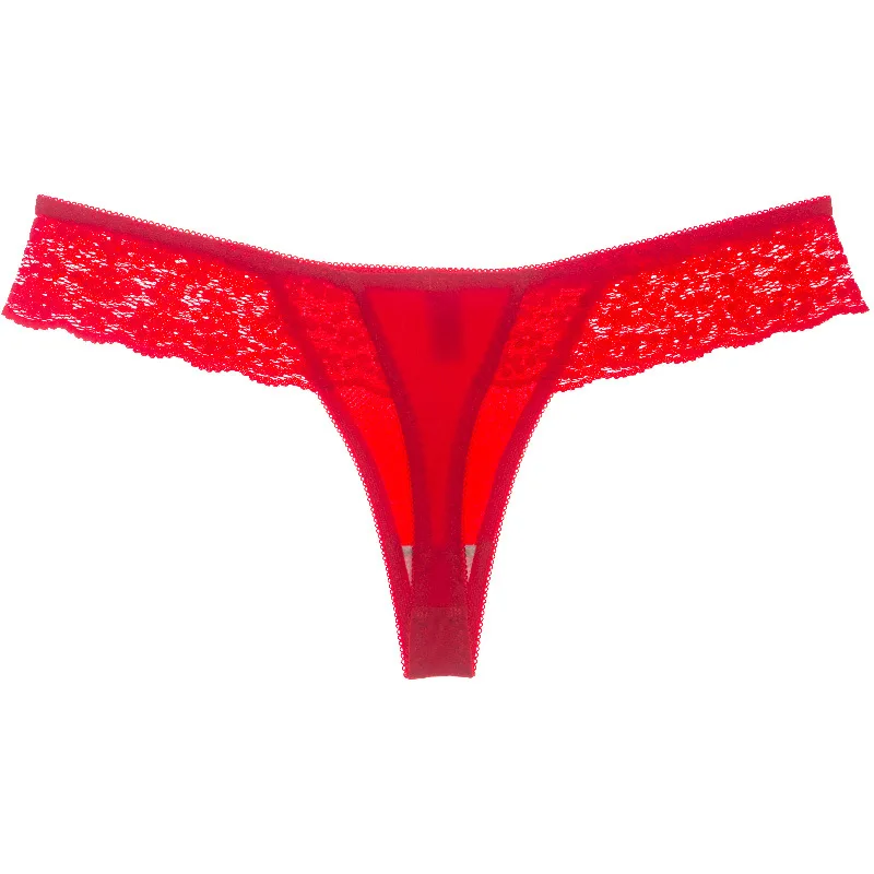 CretKoav/2 штуки, случайные цвета, женские шорты для йоги, сексуальные с низкой посадкой кружевной выдалбливают стринги, трусики с надписью T, женские трусики без следа - Цвет: Красный