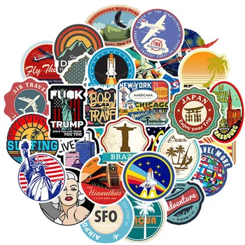

50 PCS Pack Stickers Retro Travel Space Plane Sticker Waterproof DIY For On Laptop Phone Skateboard Suitcase luggage Sticker