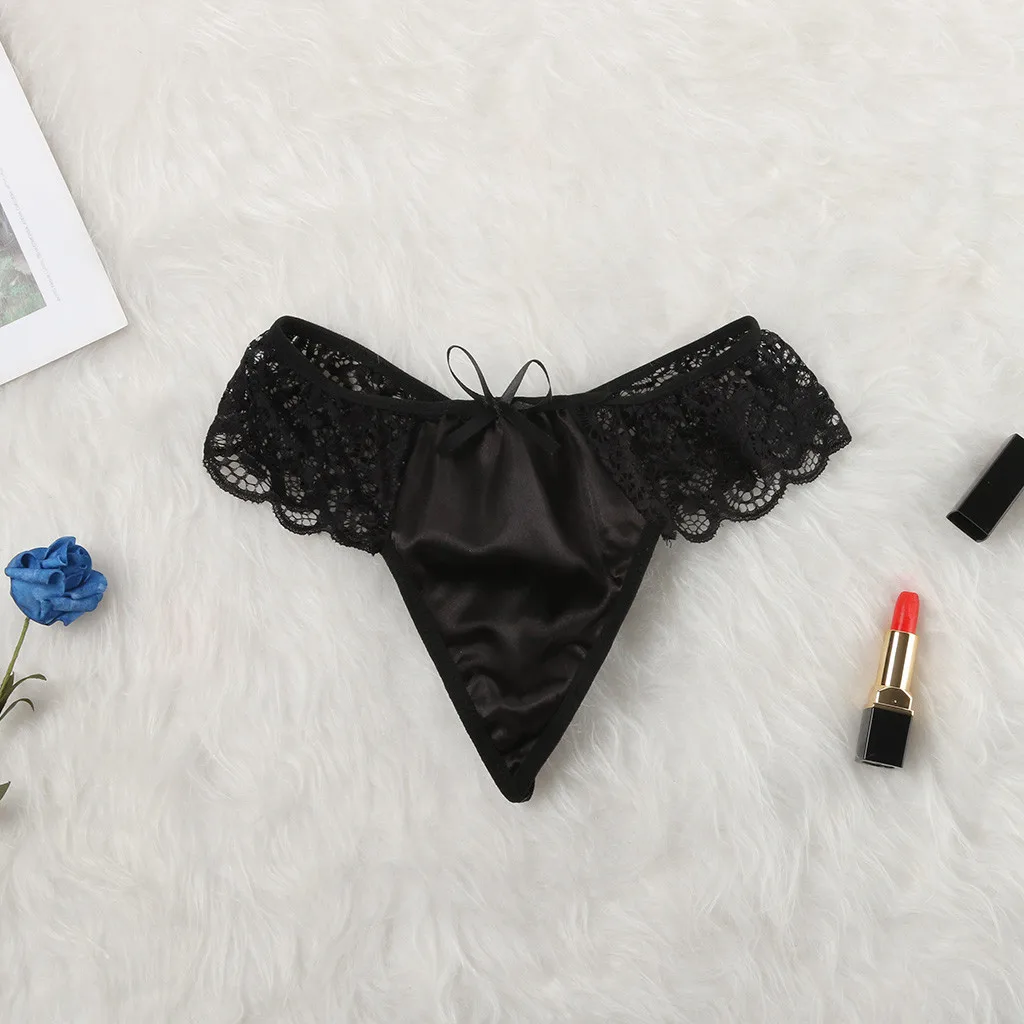 V-string Женские трусики стринги, сексуальное женское белье, стринги с бантом, женское прозрачное кружевное нижнее белье Bielizna damsk, экстремальные Трусы женски#5
