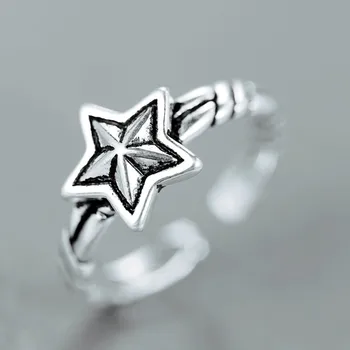 

Real Silver Color Jewelry Star Rings for Women Wedding Finger Open Ring Anillos Anelli