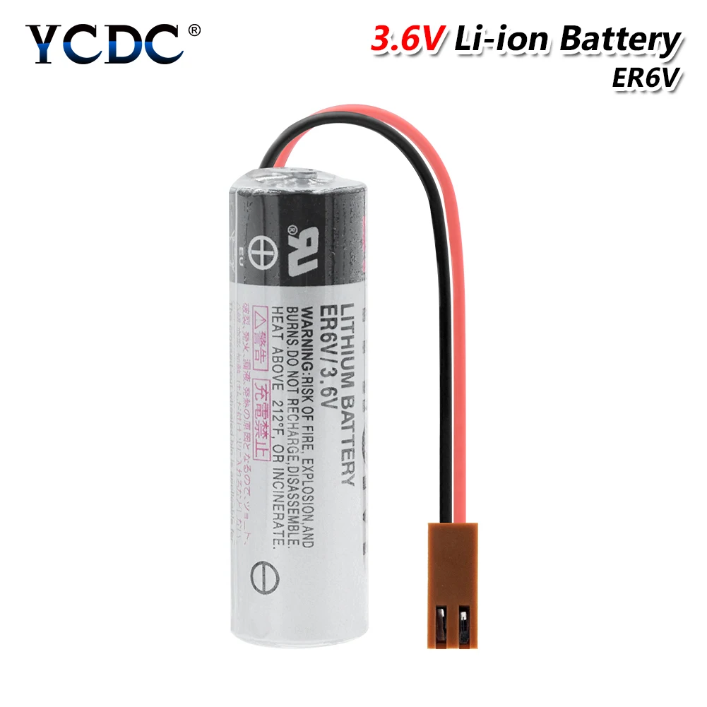 YCDC ER6V 3,6 V 2000mAh PLC батарея для Toshiba CNC PLC контроллер литиевых литий-ионных резервных батарей