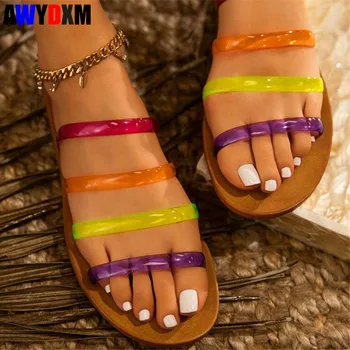 

Summer Women slippers fashion PVC Transparent open toe shoes woman casual flat sandals ladies Non-slip beach slides female 2020
