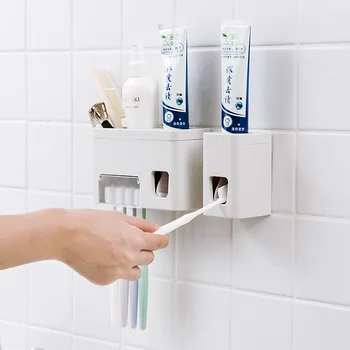 

Paste Toothpaste Rack Toilet Toothpaste Toothbrush Rack Hole-free Wall Hanging Automatic Toothpaste Squeezer toothbrush holder