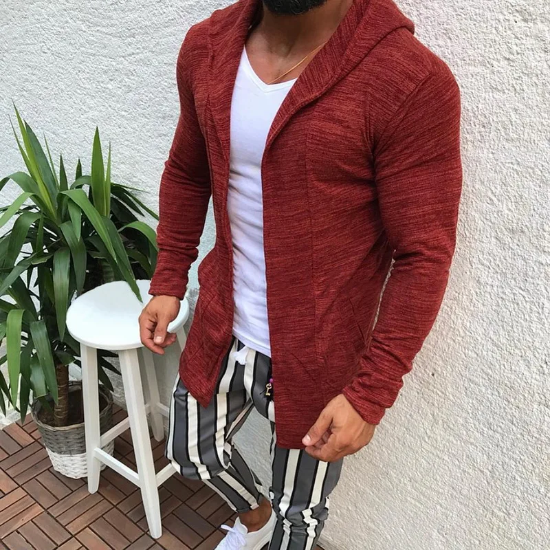 CYSINCOS 2019 новый мужской осенний кардиган свитера мужские повседневные трикотажные плотные свитера, пальто цвет длинный рукав приталенная