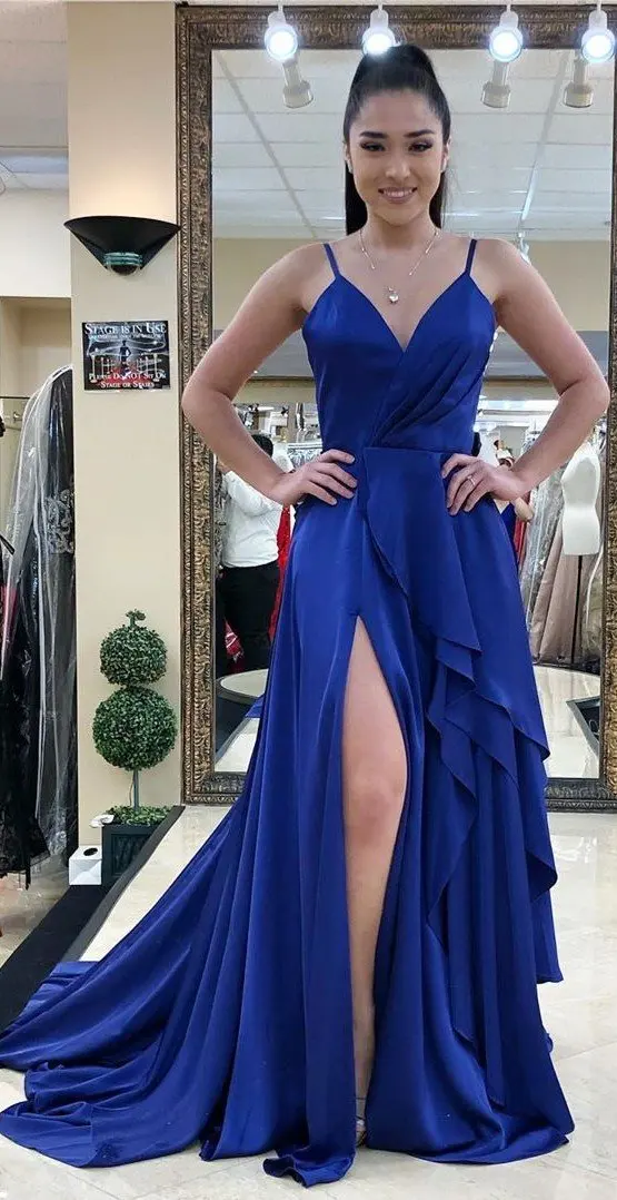 Robe De Soiree, вечерние платья, Длинные атласные вечерние платья с v-образным вырезом, торжественное платье Abiye